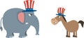Political Elephant Republican Vs Donkey Democrat