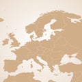 Political Europe brown map with state borders, illustration Royalty Free Stock Photo