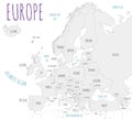 Political Europe Map vector illustration isolated in white background Royalty Free Stock Photo