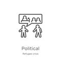 political icon vector from refugee crisis collection. Thin line political outline icon vector illustration. Outline, thin line