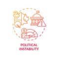 Political instability red gradient concept icon