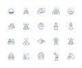 Political machinery line icons collection. Corruption, Partisanship, Lobbying, Power, Oligarchy, Elections, Patronage