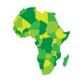 Political map of Africa in four shades of green on white background. Vector illustration Royalty Free Stock Photo