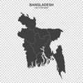 Political map of Bangladesh isolated on transparent background