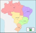 Political Map of Brazil with Names Royalty Free Stock Photo