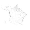 Political map of Canada and United States