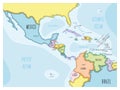 Central America map - hand-drawn cartoon style Royalty Free Stock Photo