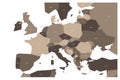 Political map of Central and Southern Europe. Simlified schematic vector map in four shades of grey Royalty Free Stock Photo