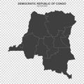 Political map of Democratic Republic of Congo isolated on transparent background Royalty Free Stock Photo