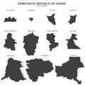 Political map of Democratic Republic of Congo isolated on white background
