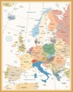 Political Map of Europe Retro Colors