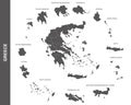 Political map of Greece isolated on white background