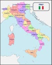 Political Map of Italy with Names Royalty Free Stock Photo