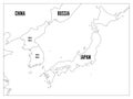 Political map of Korean and Japanese region, South Korea, North Korea and Japan.