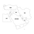 Political map of Middle East, or Near East. Simple flat outline vector ilustration