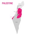 Political map of Palestine highlighted in the map of Israel