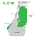 Political map of Palestine highlighted in the map of Israel