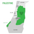Political map of Palestine highlighted in the map of Israel
