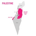 Political map of Palestine highlighted in the map of Israel