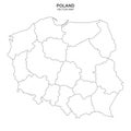 Political map of Poland isolated on white background