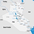 Political map of the Republic of Iraq with the most important cities marked in gray and blue tones Royalty Free Stock Photo