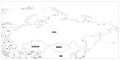 Political map of Russia and surrounding countries. Black thin outline on white background. Vector illustration Royalty Free Stock Photo