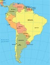 Political map of South America Royalty Free Stock Photo