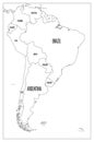 Political map of South America. Simple flat vector outline map Royalty Free Stock Photo