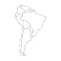 Political map of South America. Simplified black wireframe outline. Vector illustration Royalty Free Stock Photo