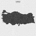 Political map of Turkey isolated on transparent background