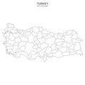 Political map of Turkey isolated on white background