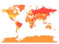 Political map of World with country name labelling. Vector illustration