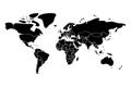 Political map of World. Low detail and simplified with rounded corners. Black vector illustration on white backround Royalty Free Stock Photo