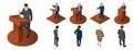 Political meeting icon set, isometric style Royalty Free Stock Photo