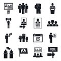 Political meeting icon set, simple style