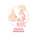 Political migration red gradient concept icon