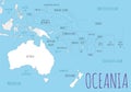 Political Oceania Map vector illustration with countries in white color