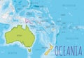 Political Oceania Map vector illustration with different colors for each country