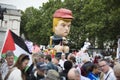 A political satire sculpture of Donald Trump at an anti Trump March in London