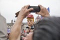 A political satire sculpture of Donald Trump at an anti Trump March in London