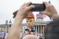 A political satire sculpture of Donald Trump at an anti Trump March in London