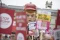 A political satire sculpture of Donald Trump at an anti Trump March in London