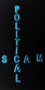 political scam words displaying on dark abstract background Royalty Free Stock Photo