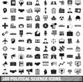 100 political science icons set, simple style Royalty Free Stock Photo