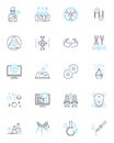 Political science linear icons set. Democracy, Power, Governance, Leadership, Politician, Election, Policy line vector