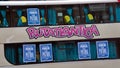 Political signs on a bus on the Day of Remembrance