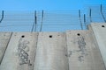 Political and social mural paintings and graffitis on the wall separating Israel and the West Bank in Bethlehem