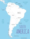 Political South America Map vector illustration with countries in white color