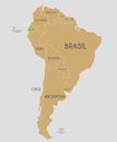 Political South America Map vector illustration with country names in spanish