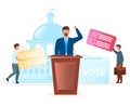 Political system metaphor flat vector illustration